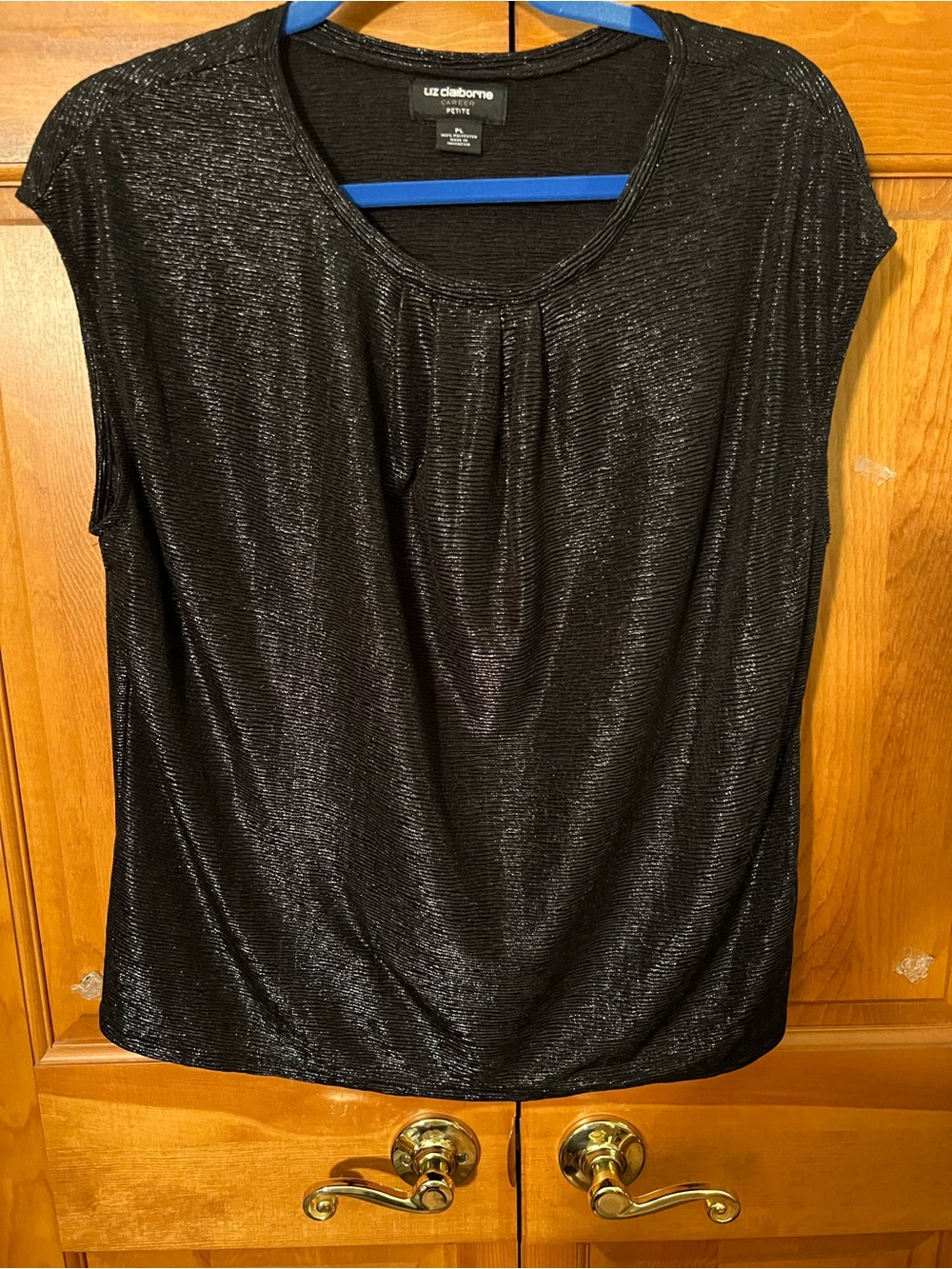 Liz Claiborne Shimmery Black Short Sleeve Top